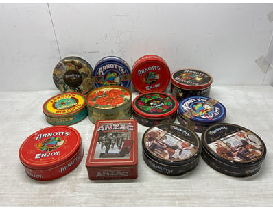 Vintage Arnott's biscuit tin collection comprising...