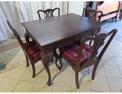 4-Seater Dining Table, Timber Style, Brown Finish ...
