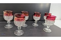 Diamond Point Pattern Pressed Glass Goblets