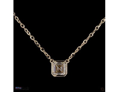 1.54 CT ASSCHER BEZEL SOLITAIRE PENDANT NECKLACE I...