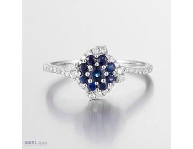 14CT WHITE GOLD AUSTRALIAN SAPPHIRE AND DIAMOND CL...