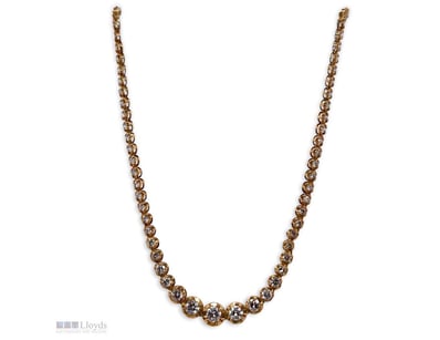 18CT YELLOW GOLD DIAMOND TENNIS NECKLACE 3.00CT 8....