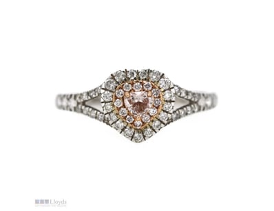 14K WHITE/ROSE GOLD, PINK DIAMOND AND DIAMOND, DOU...