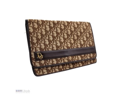 CHRISTIAN DIOR VINTAGE BROWN DIORISSIMO CANVAS CLU...