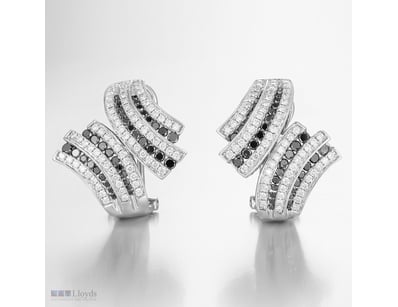 14CT WHITE GOLD BLACK DIAMOND AND DIAMOND EARRINGS...
