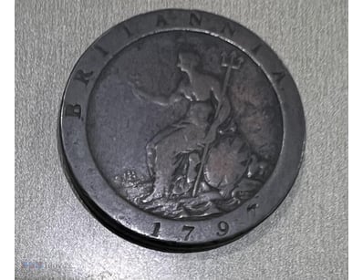 1797 UNITED KINGDOM CARTWHEEL PENNY COIN - GOOD - ...