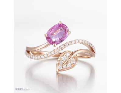 14CT ROSE GOLD PINK CEYLON SAPPHIRE AND DIAMOND DR...