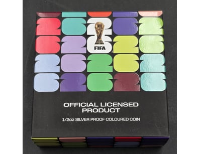 2026 FIFA WORLD CUP 1/2OZ SILVER PROOF COLOURED CO...