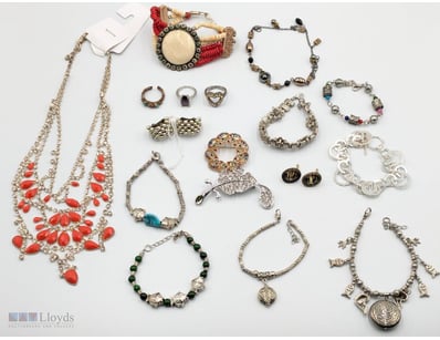 SILVER-TONE JEWELRY COLLECTION - BRACELETS, NECKLA...