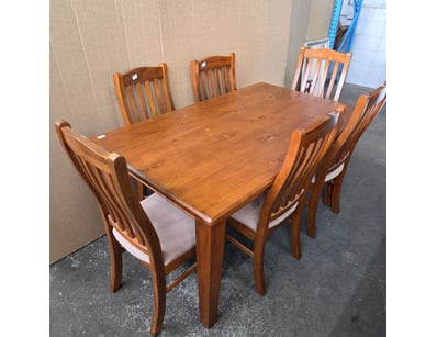 Timber style dining suite, includes rectangualr di...