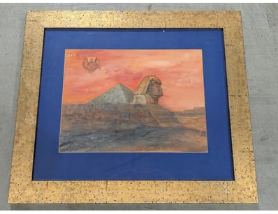 Original ACRYLIC painting on paper, Sphinx. Acryli...