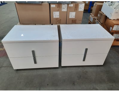Pair Of Bedside Tables, Timber Style, White Finish...