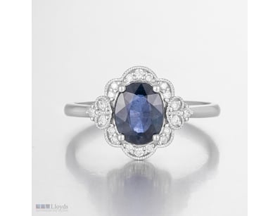 14CT WHITE GOLD AUSTRALIAN SAPPHIRE AND DIAMOND HA...