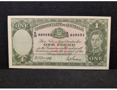 COMMONWEALTH OF AUSTRALIA ONE POUND NOTE, CIRCA 19...