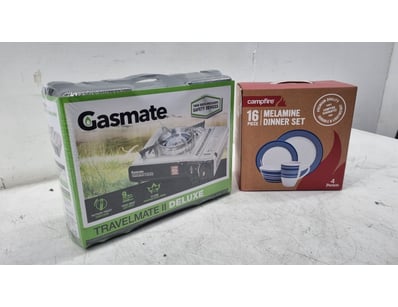Camping bundle comprising gas burner and 16 piece ...