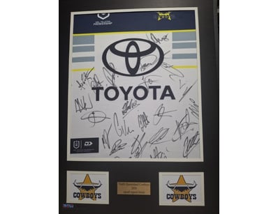 NORTH QLD COWBOYS 2026 SQUAD SIGNED & FRAMED JERSE...