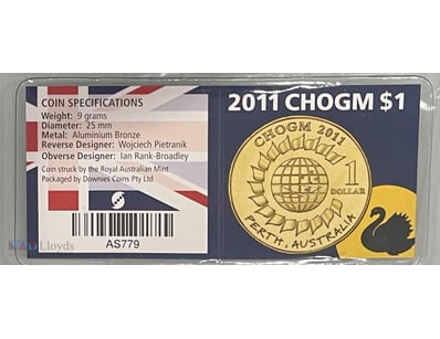 2011 AUSTRALIA CHOGM $1 DOLLAR COIN UNC IN SLEEVES...