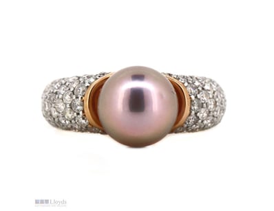 14K ROSE GOLD, PURPLE CULTURED SOUTH SEA PEARL AND...