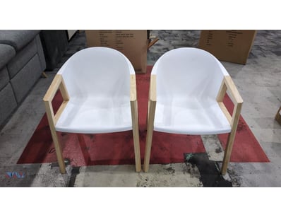 Pair Of White Beverly Chairs With Ash Wooden Legs...