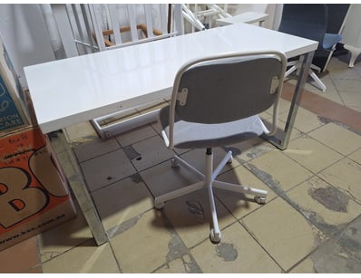 Table With Single Chair, Timber Style, White Finis...