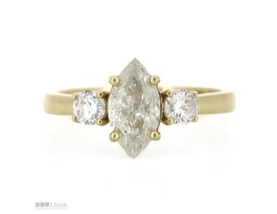 14K YELLOW GOLD AND DIAMOND, TRILOGY RING.      

...