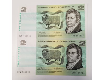 AUSTRALIAN $2 BANKNOTES, R84 (UNC) 

CV : $220
...