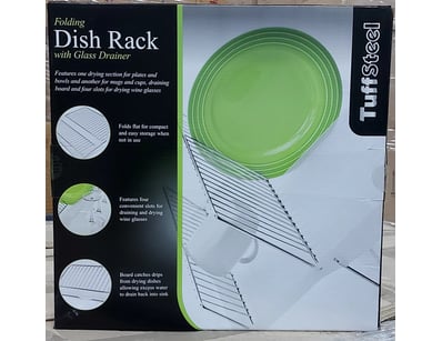 BOX LOT- QTY 4 x TuffSteel Folding Dish Rack with ...