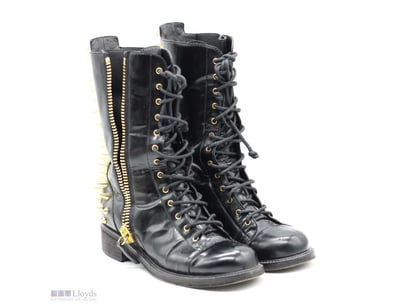 GIUSEPPE ZANOTTI LEATHER STUDDED ACCENTS BOOTS SIZ...