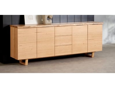 RRP: $1790, Buffet, Australian oak. Geometric legs...