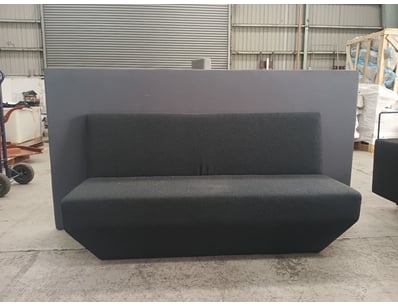 Modern contemporary sofa featuring a distinctive c...