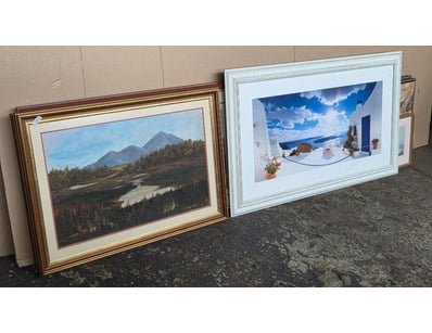Artwork, 11 pieces including framed prints and mor...