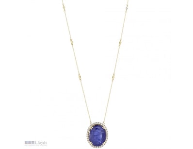 14K YELLOW GOLD, TANZANITE AND DIAMOND, HALO STATE...