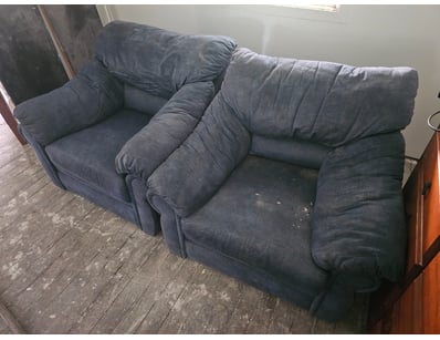 Lounge suite, blue, includes single lounges and a ...