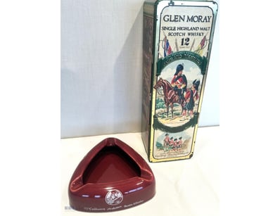 VINTAGE GLEN MORAY WHISKY TIN & MCCALLUM'S WHISKEY...