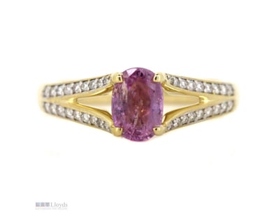 14K WHITE GOLD, 1.00CT PINK CEYLON SAPPHIRE AND DI...