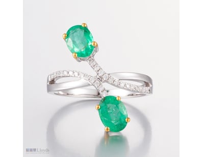 14CT WHITE GOLD ZAMBIAN EMERALD AND DIAMOND SPIRAL...