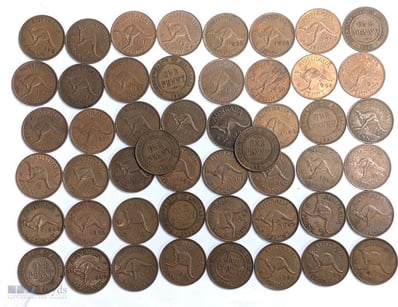 COIN COLLECTION OF 50 AUSTRALIA PENNY COINS     

...