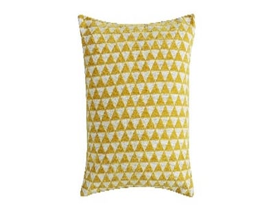 RRP: $499, Jacquard Triangles Cushion Ochre 450x45...