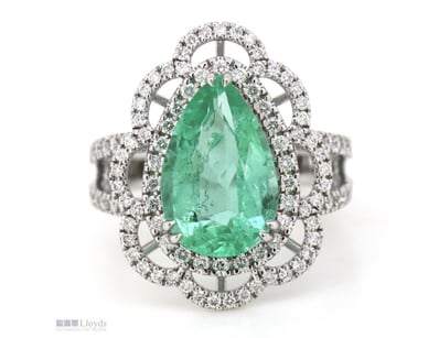 14K YELLOW GOLD, 3.76CT COLOMBIAN EMERALD AND DIAM...