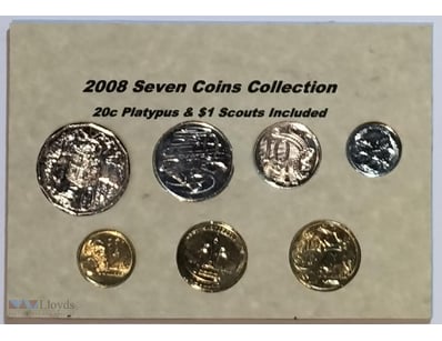 2008  SEVEN COINS COLLECTION  $1 SCOUTING & 20C PL...