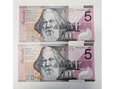 AUSTRALIAN $5 BANKNOTES , R2I9L (UNC) LAST PREFIX ...