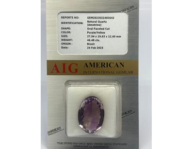 46.48CT NATURAL AMETHYST TCW

Reports No: Gem20230...
