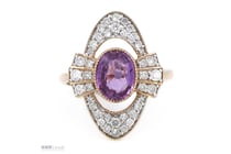 14K Rose Gold, Pink Sapphire And Diamond, Ornate