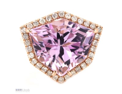 14K ROSE GOLD, 22.20CT KUNZITE AND DIAMOND, STATEM...