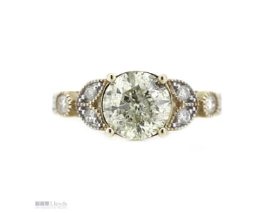 14K YELLOW GOLD, FANCY YELLOW DIAMOND, DRESS RING....