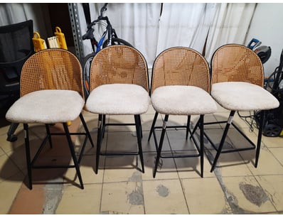 X4 Stools, Rattan Style, Black Finish

SOLD AS LOT...
