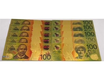 5PCS/LOT NEW AUSTRALIA GOLD BANKNOTE CARDS COLOURE...