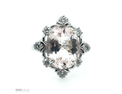 18CT WHITE GOLD (XRF TESTED) MORGANITE AND DIAMOND...
