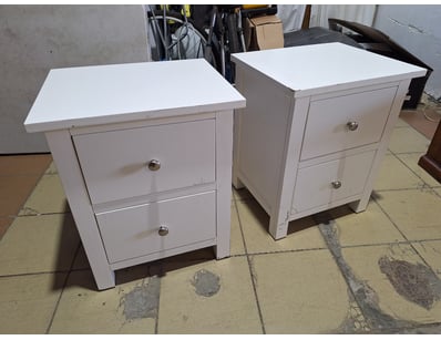 Set Of Bedside Tables, Timber Style, White Finish ...