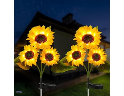 Solar-Powered Sunflower Light Outdoor Garden Decor...